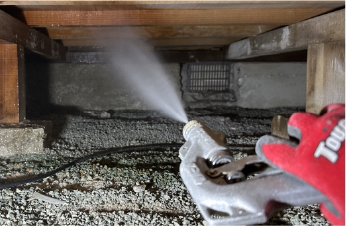  木部表面吹付処理